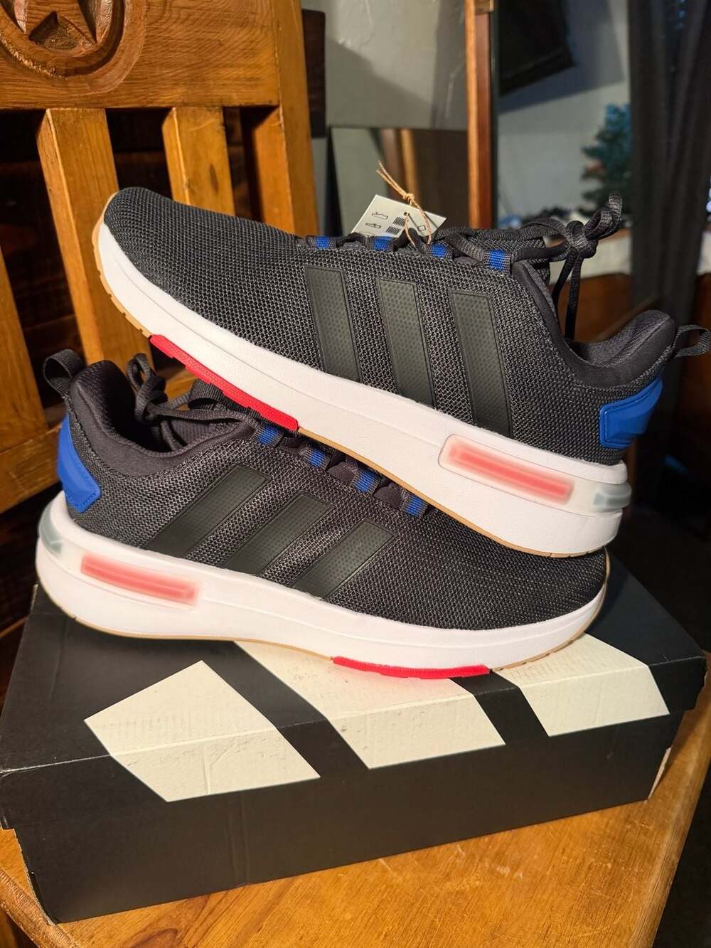 Adidas Racer TR23 Size 10 Black Blue Cloudfoam